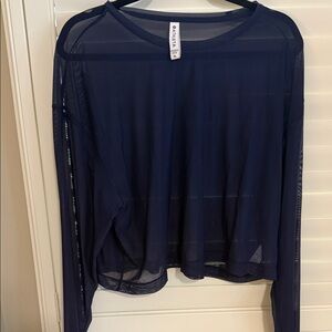 Athleta Deep Blue Sheer Long Sleeve Top XL